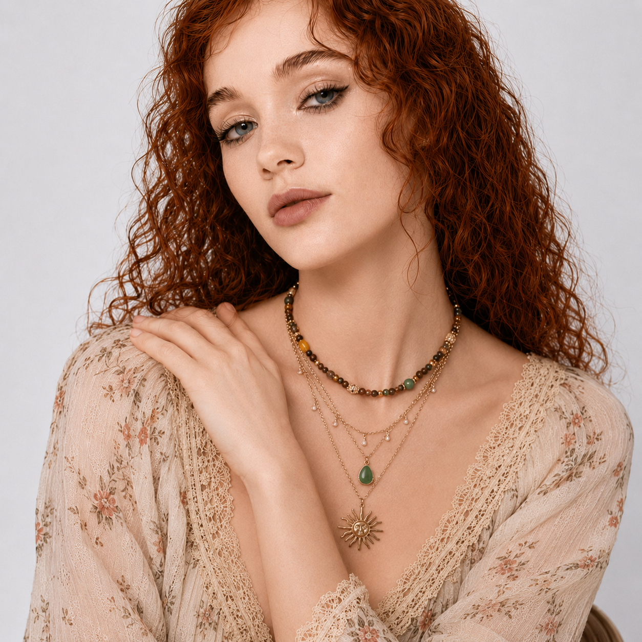 Bohemian Sun Pendant Necklace