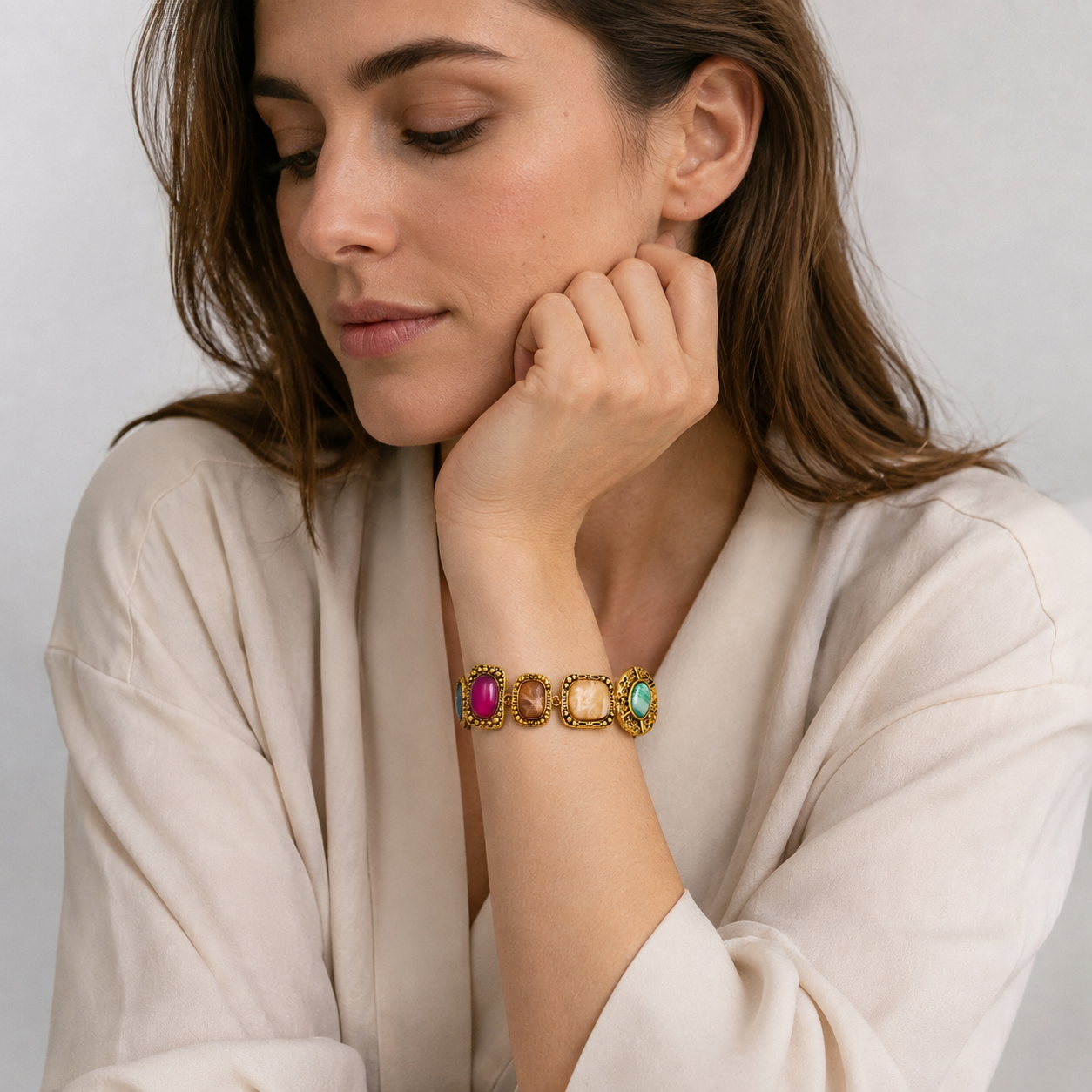 Bohemian Textured Charm Bracelet