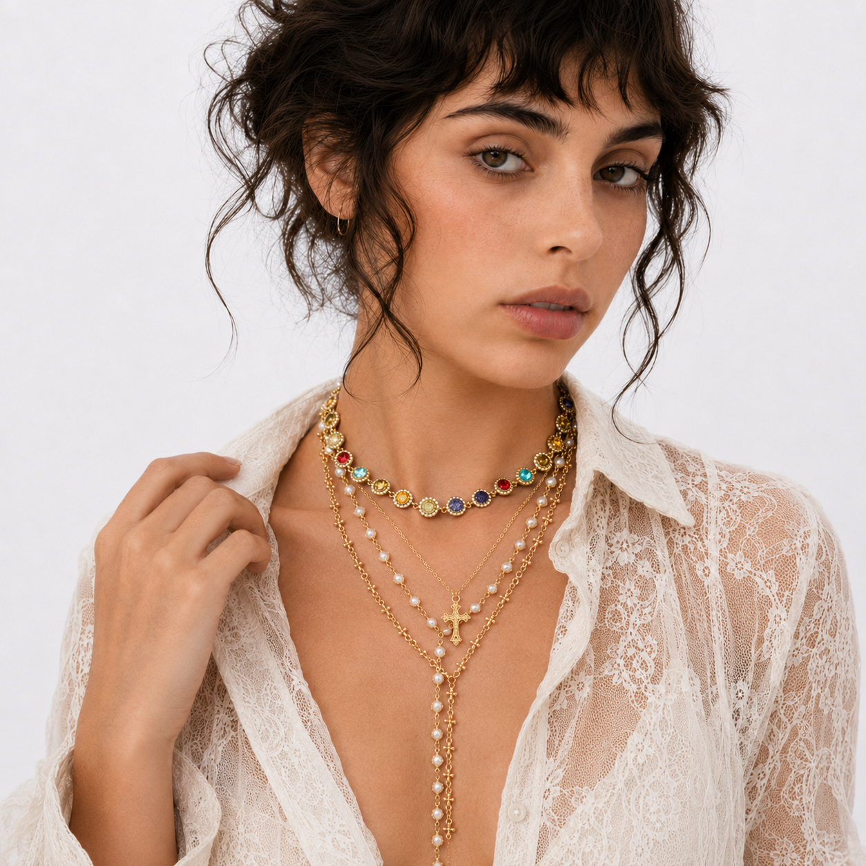 Vintage Cross Lariat Necklace