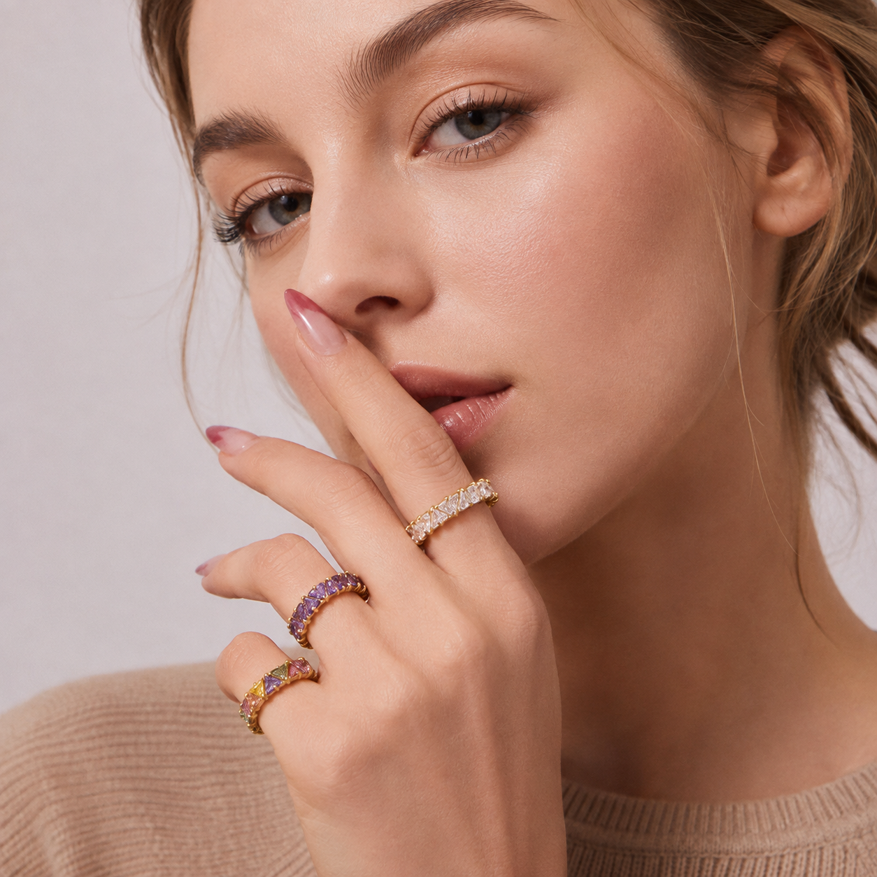 Whimsical Crystal Band Ring