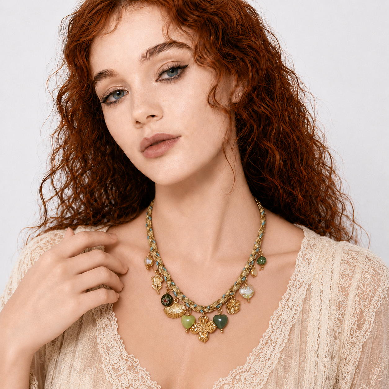 Vintage Botanical Charm Necklace
