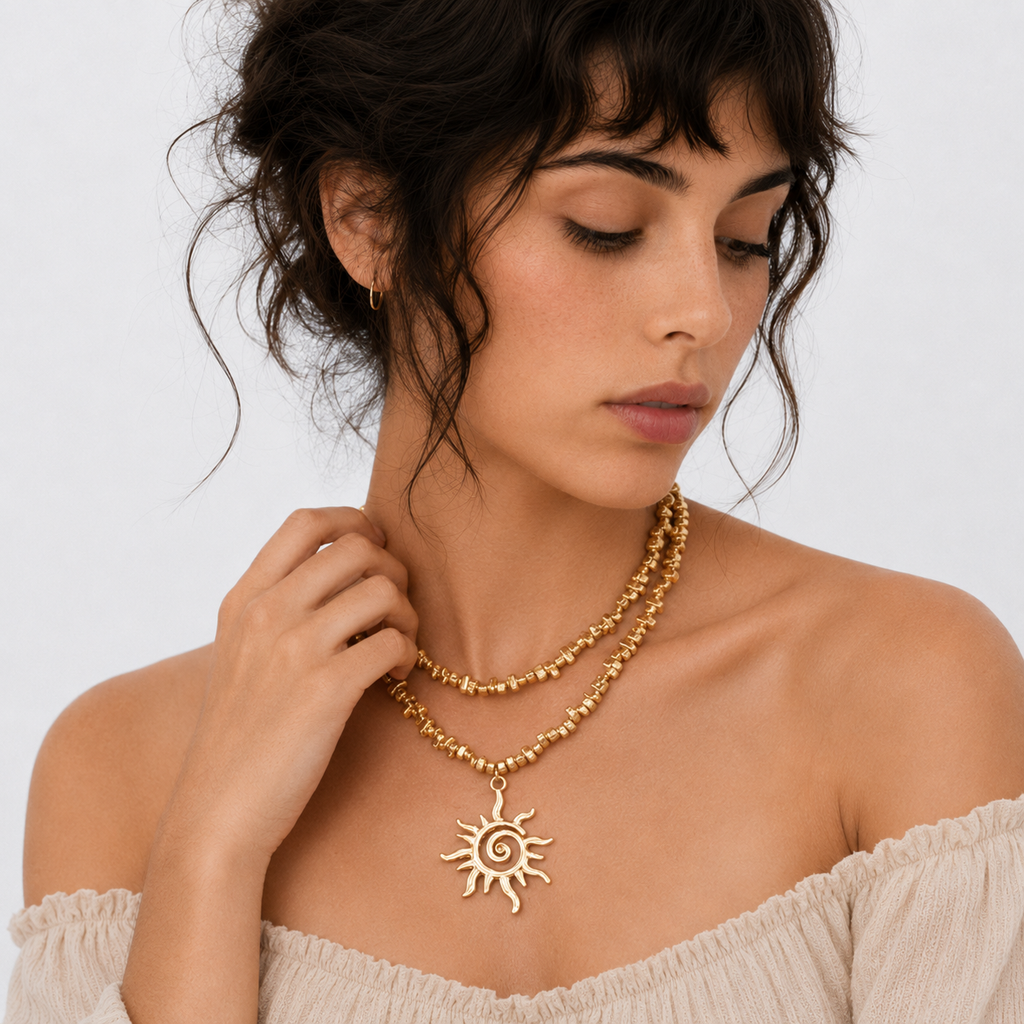 Playful Sun Pendant Necklace