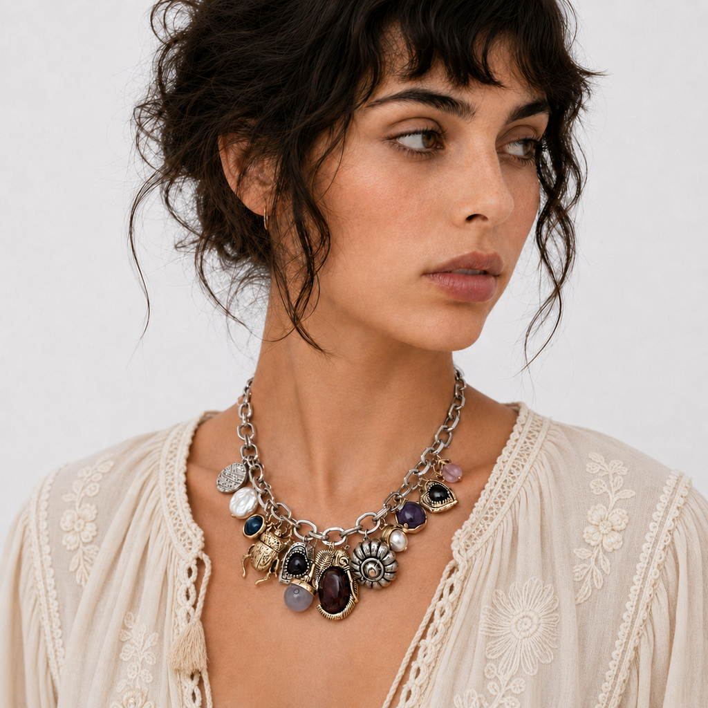 Vintage Gem Charm Necklace