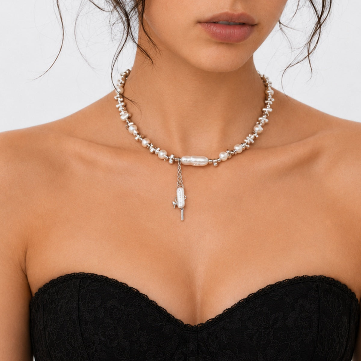 Baroque Beaded Drop Choker