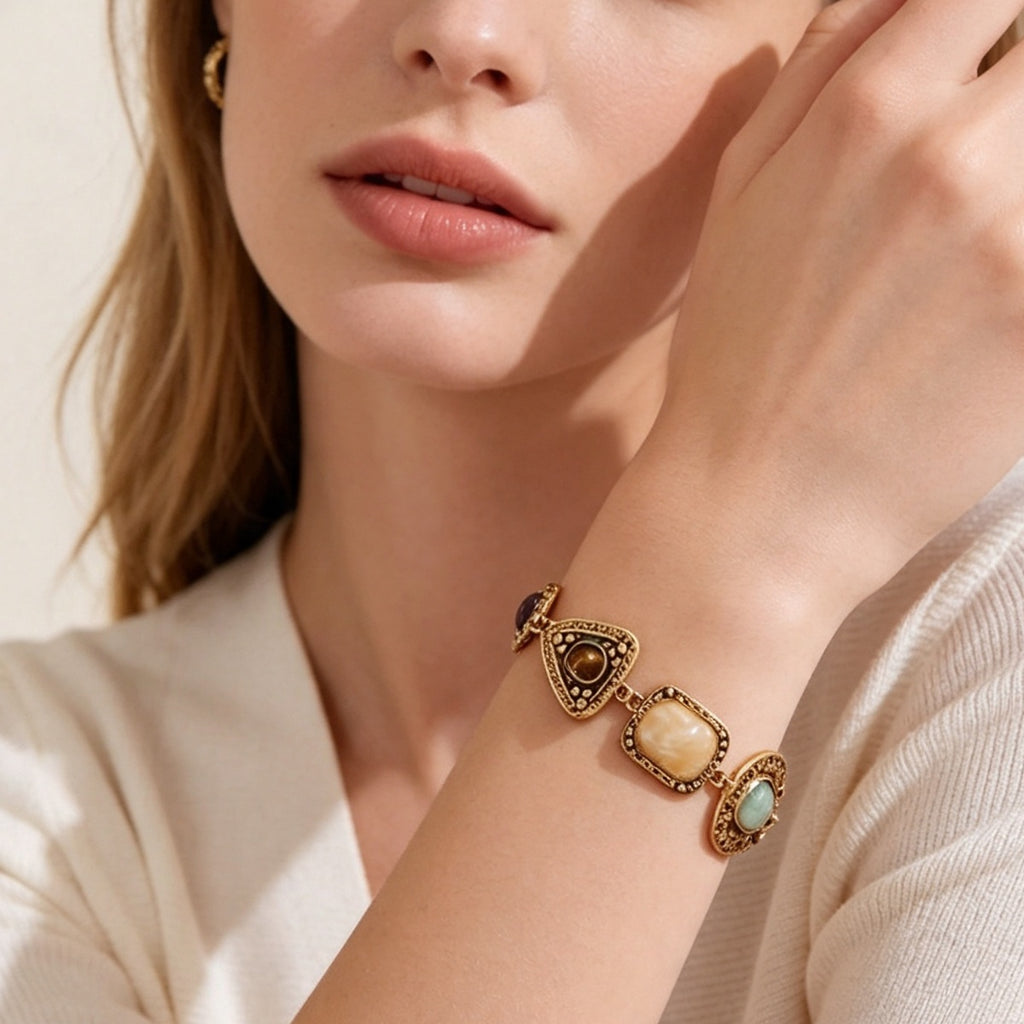 Bohemian Textured Charm Bracelet