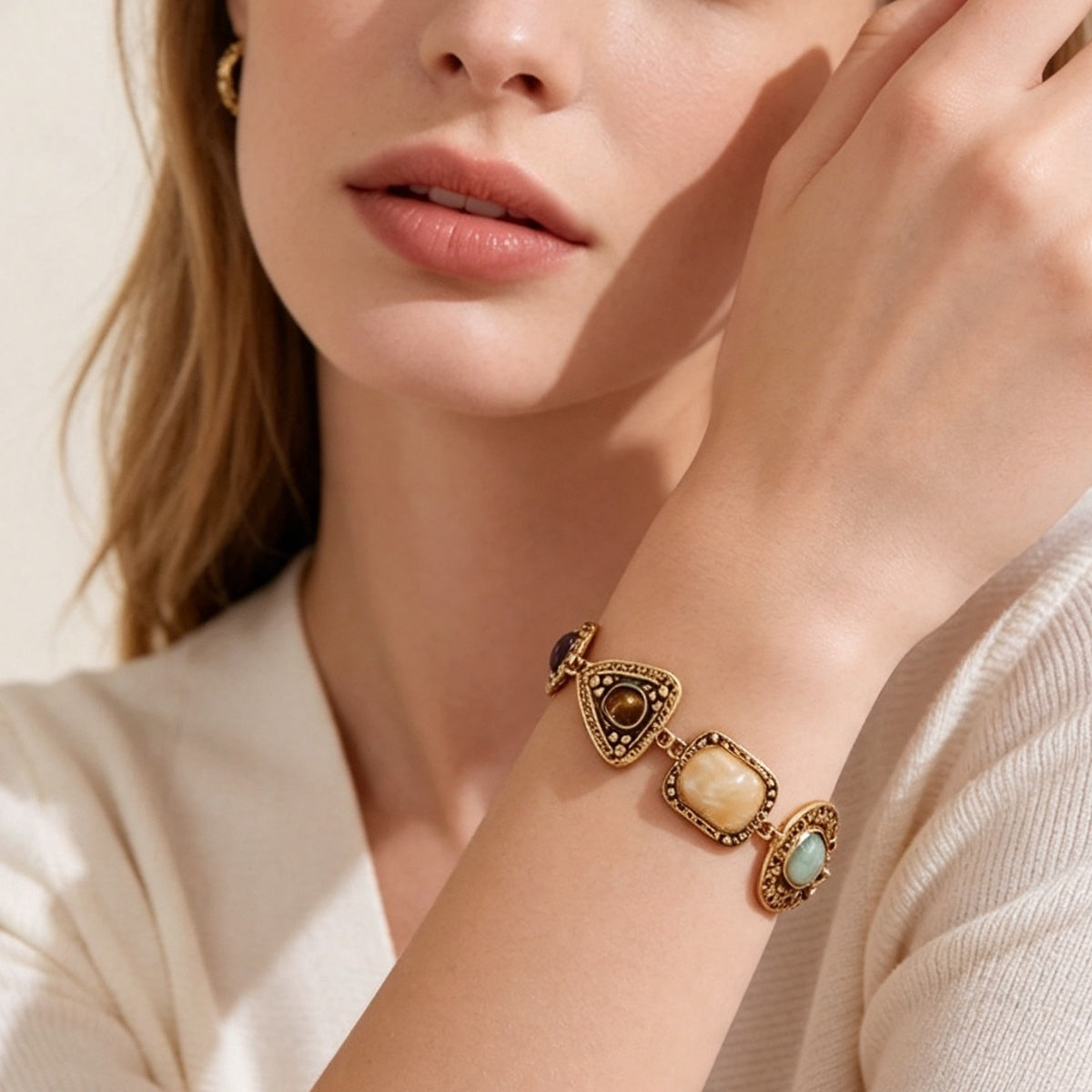 Bohemian Textured Charm Bracelet