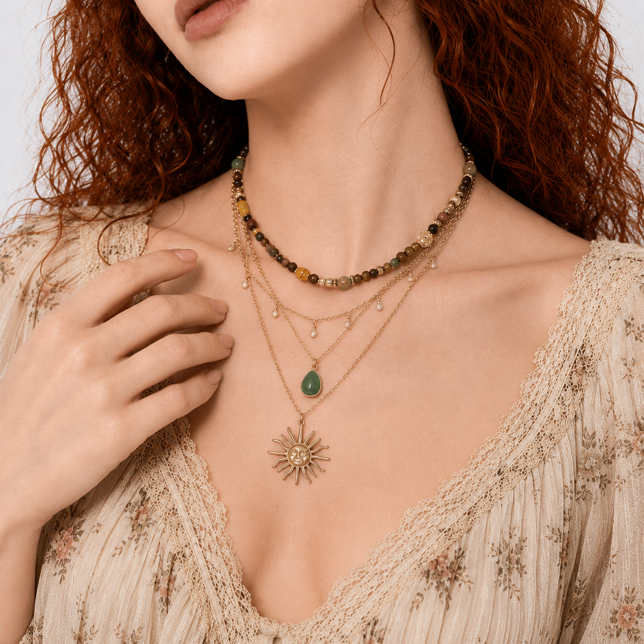 Bohemian Sun Pendant Necklace