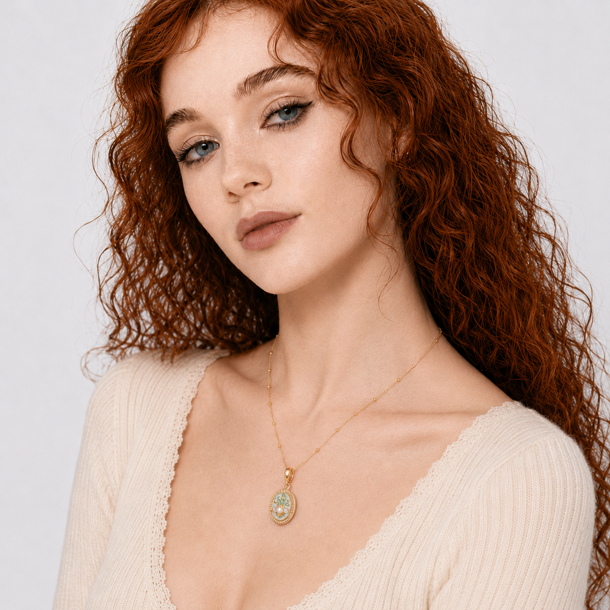 Vintage Oval Pendant Necklace