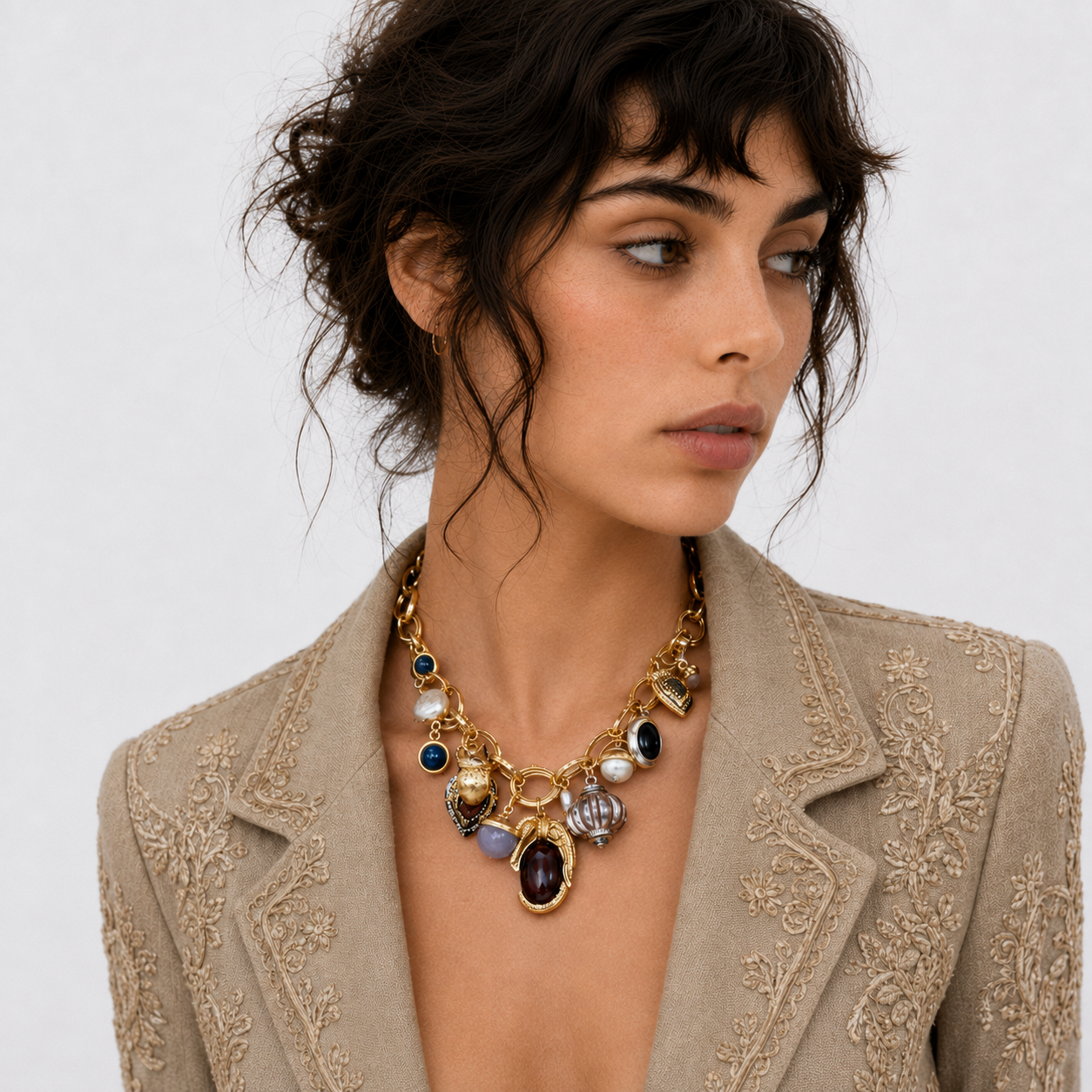 Vintage Gem Charm Necklace