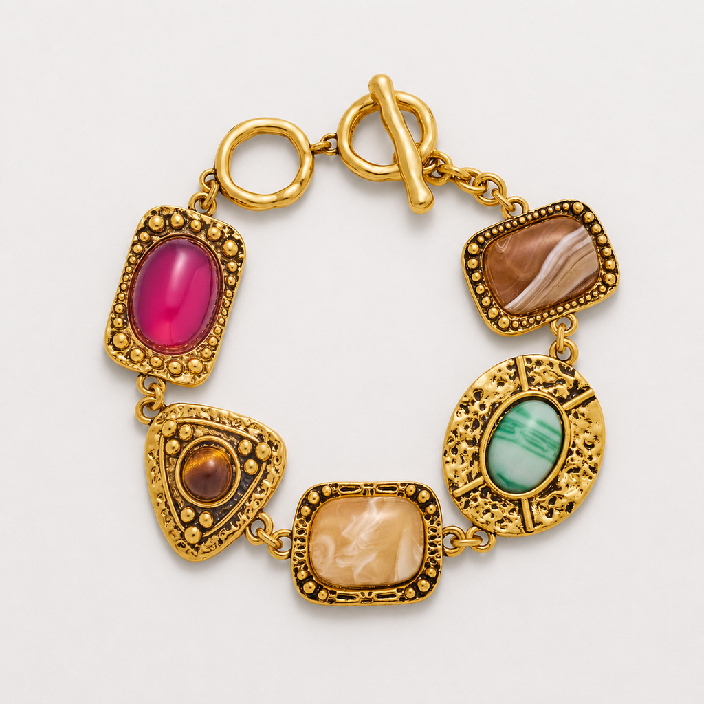 Bohemian Textured Charm Bracelet