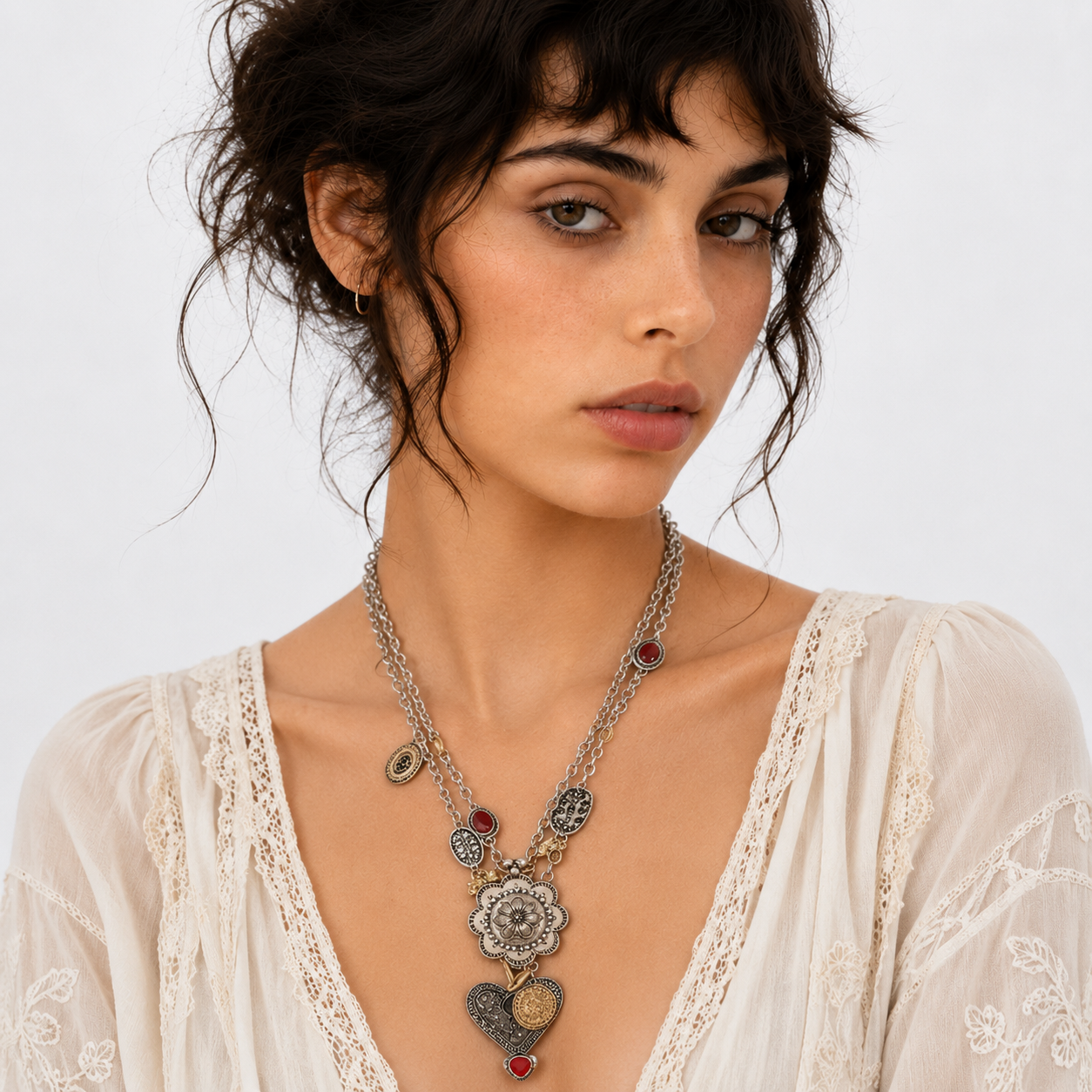Vintage Floral Charm Necklace
