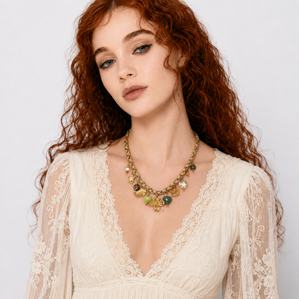 Vintage Botanical Charm Necklace
