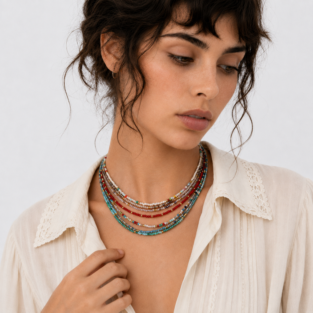 Bohemian Layered Beaded Necklace