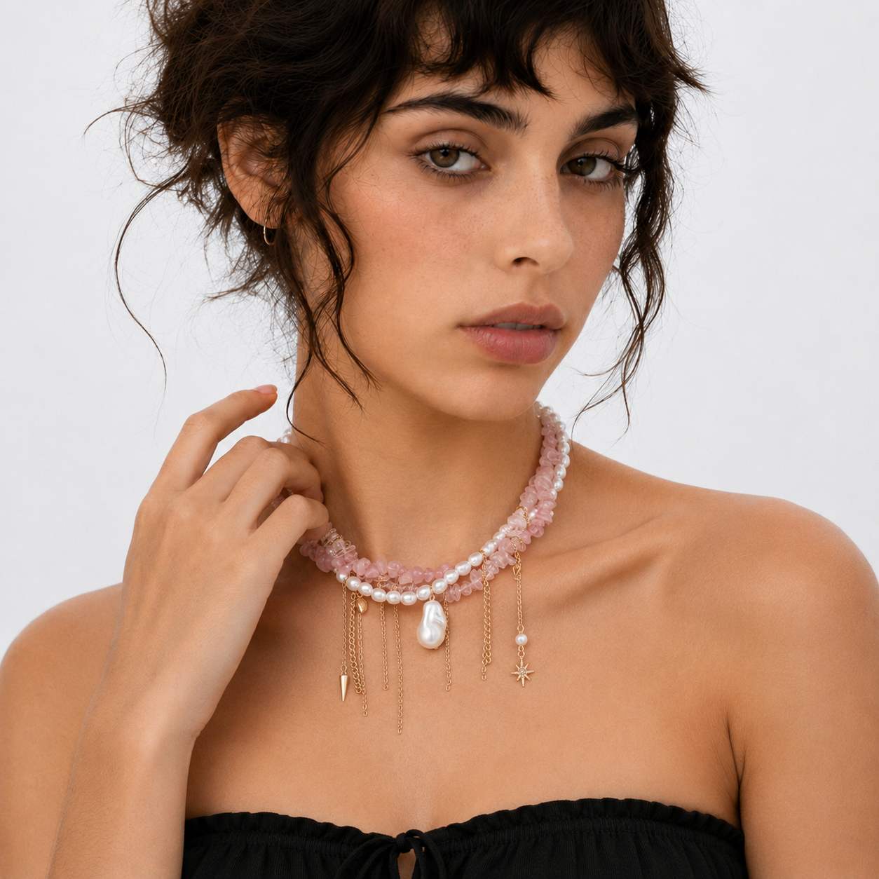 Poetic Fringe Charm Choker
