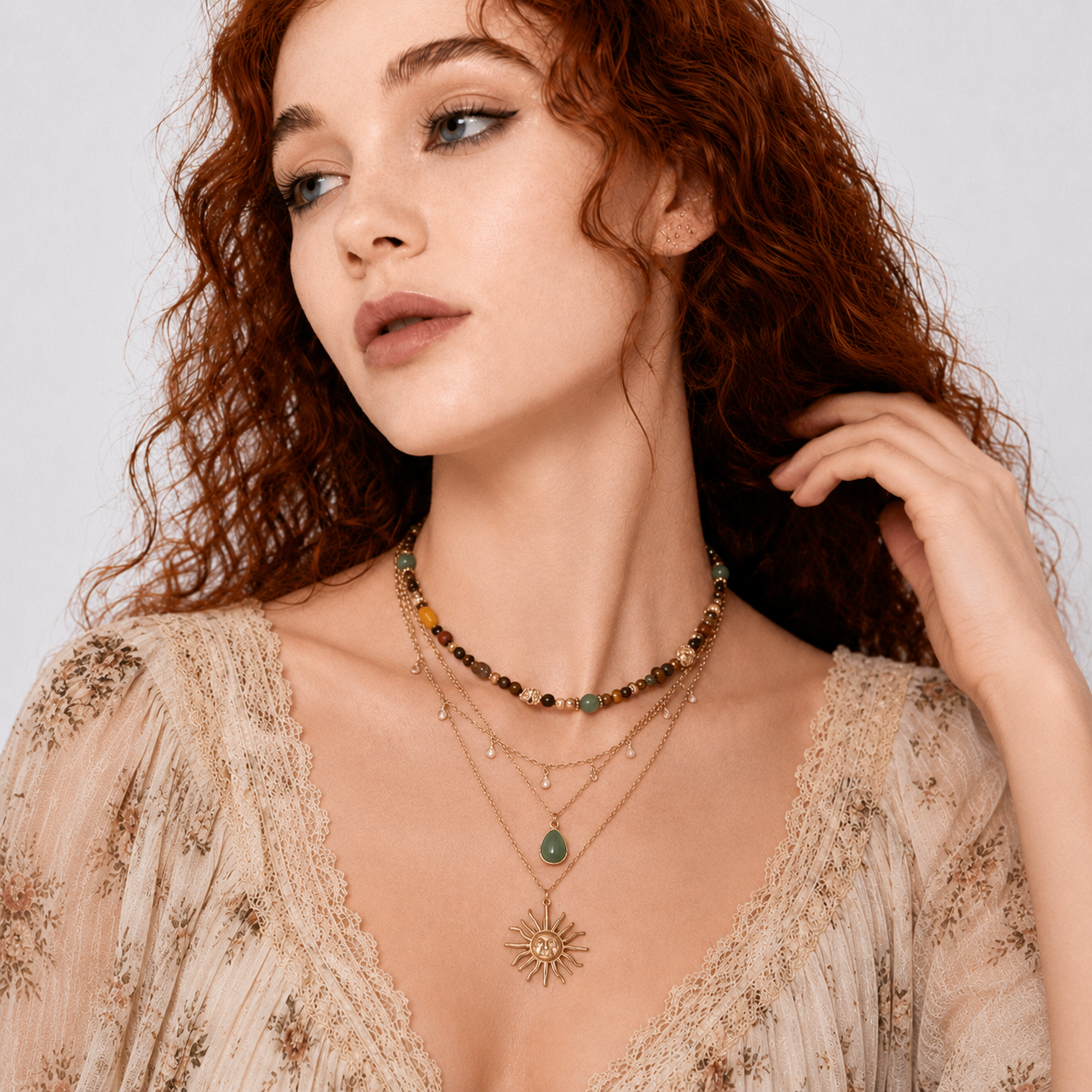 Bohemian Sun Pendant Necklace