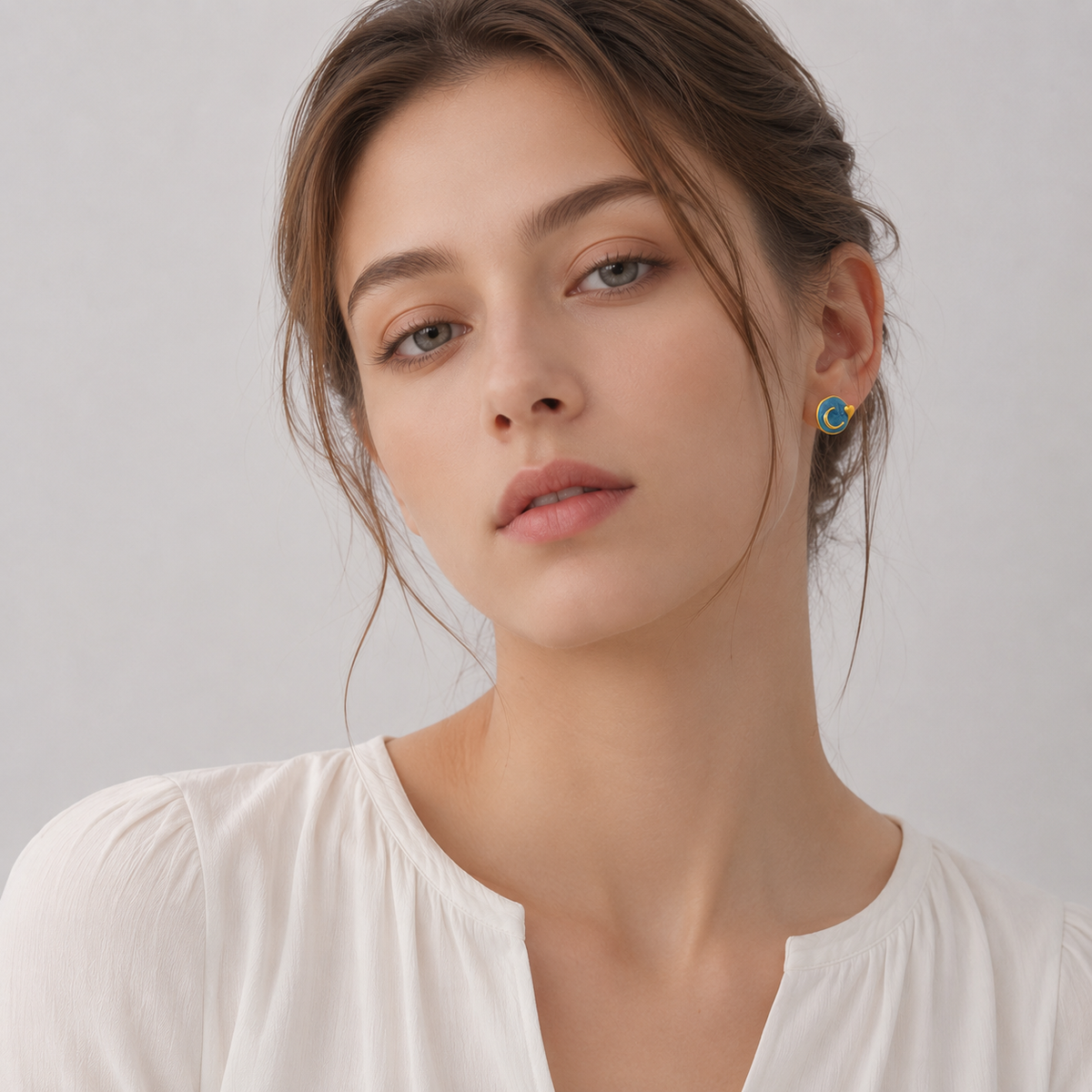 Radiant Moon Stud Earrings