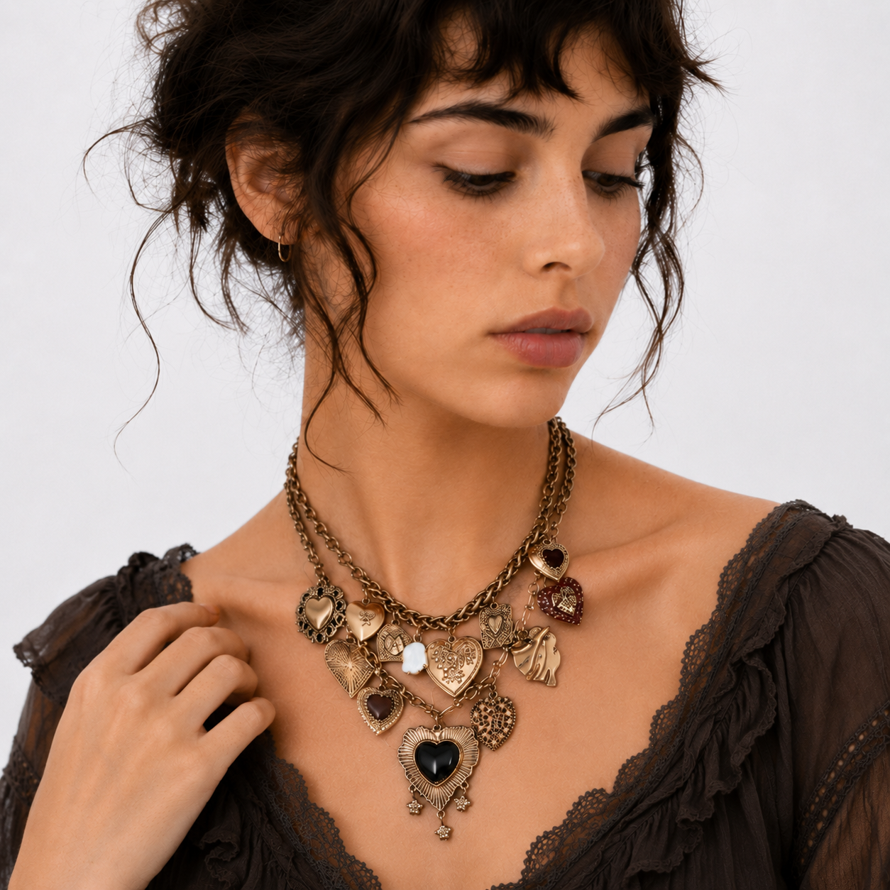 Vintage Heart Charm Necklace