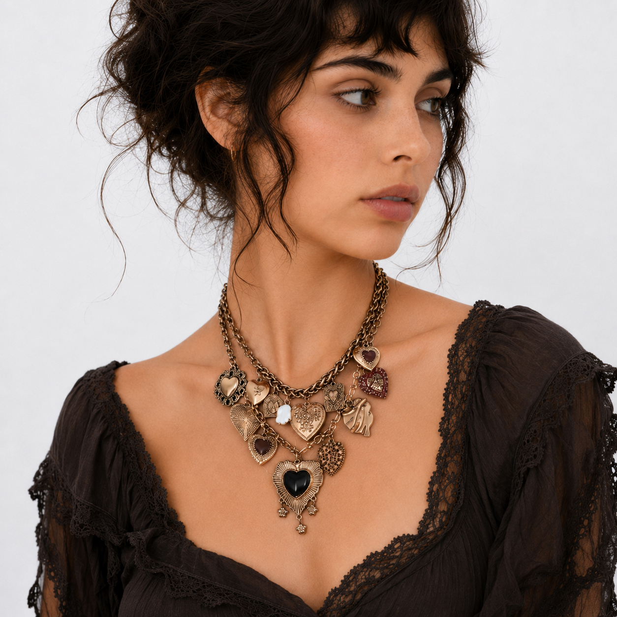 Vintage Heart Charm Necklace