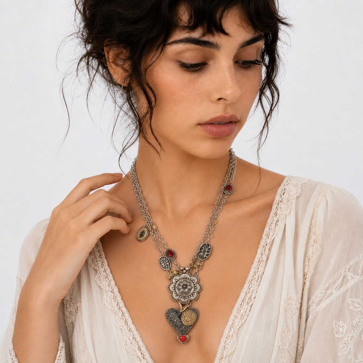 Vintage Floral Charm Necklace