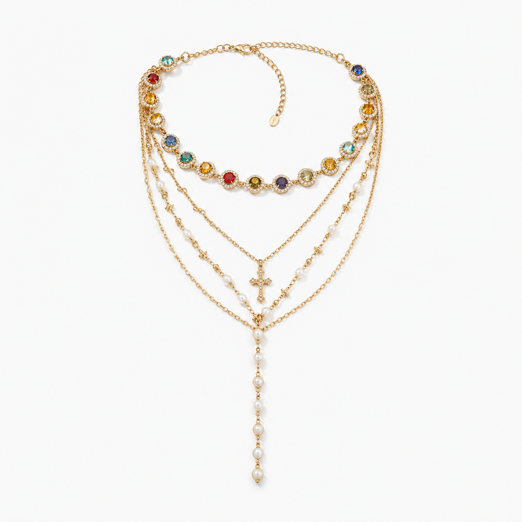 Vintage Cross Lariat Necklace