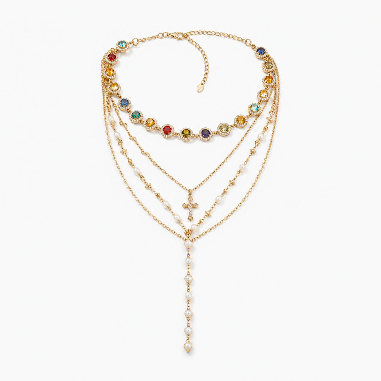 Vintage Cross Lariat Necklace