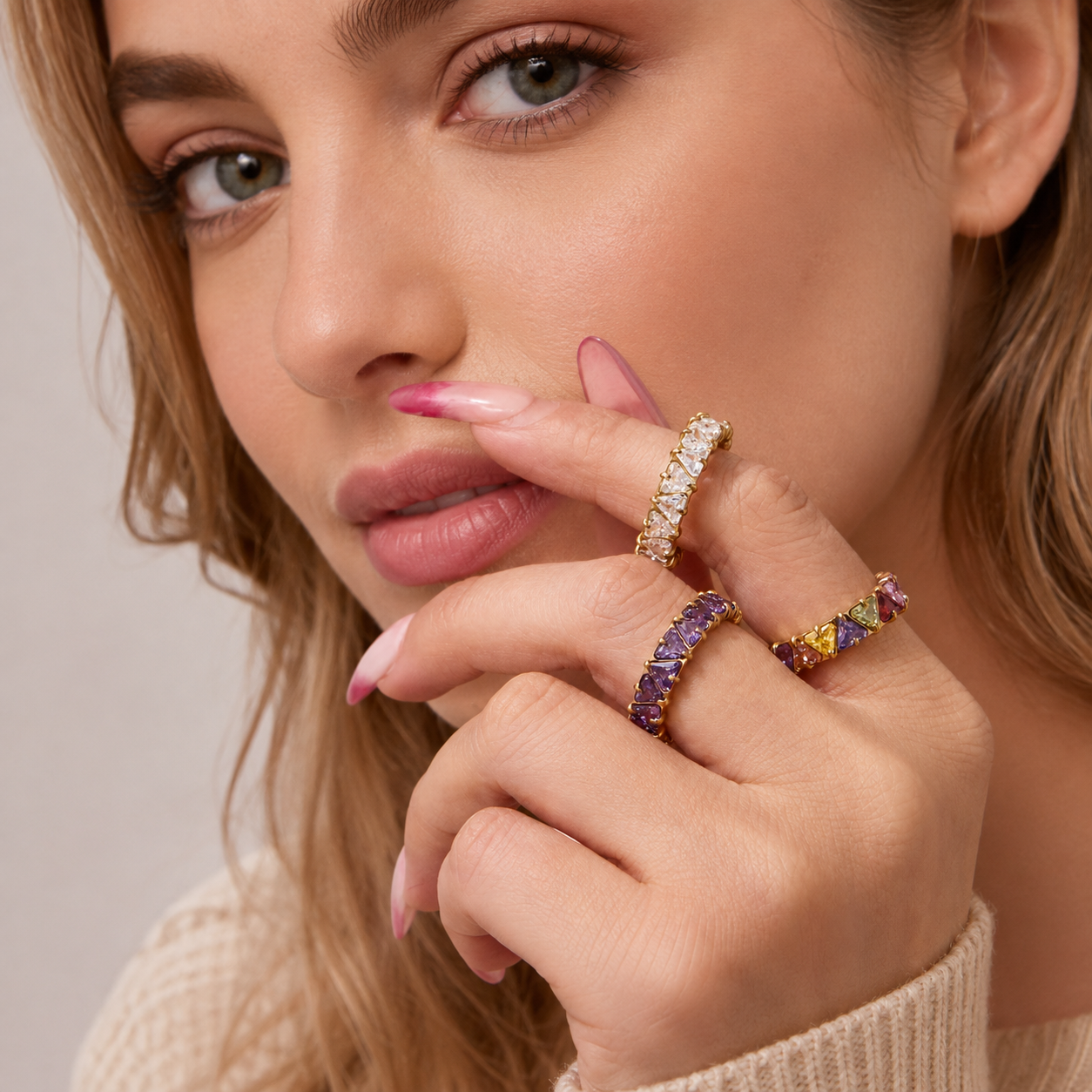 Whimsical Crystal Band Ring