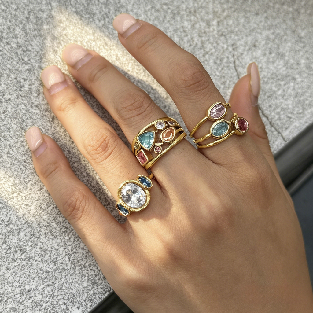 Whimsical Gemstone Statement Ring