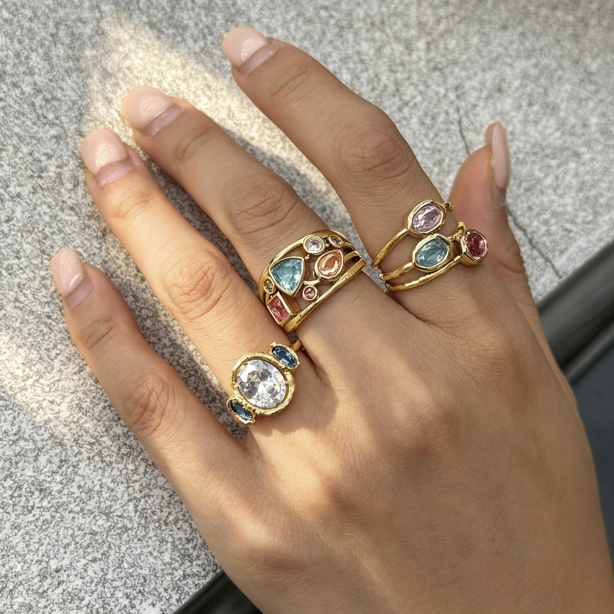 Whimsical Gemstone Statement Ring