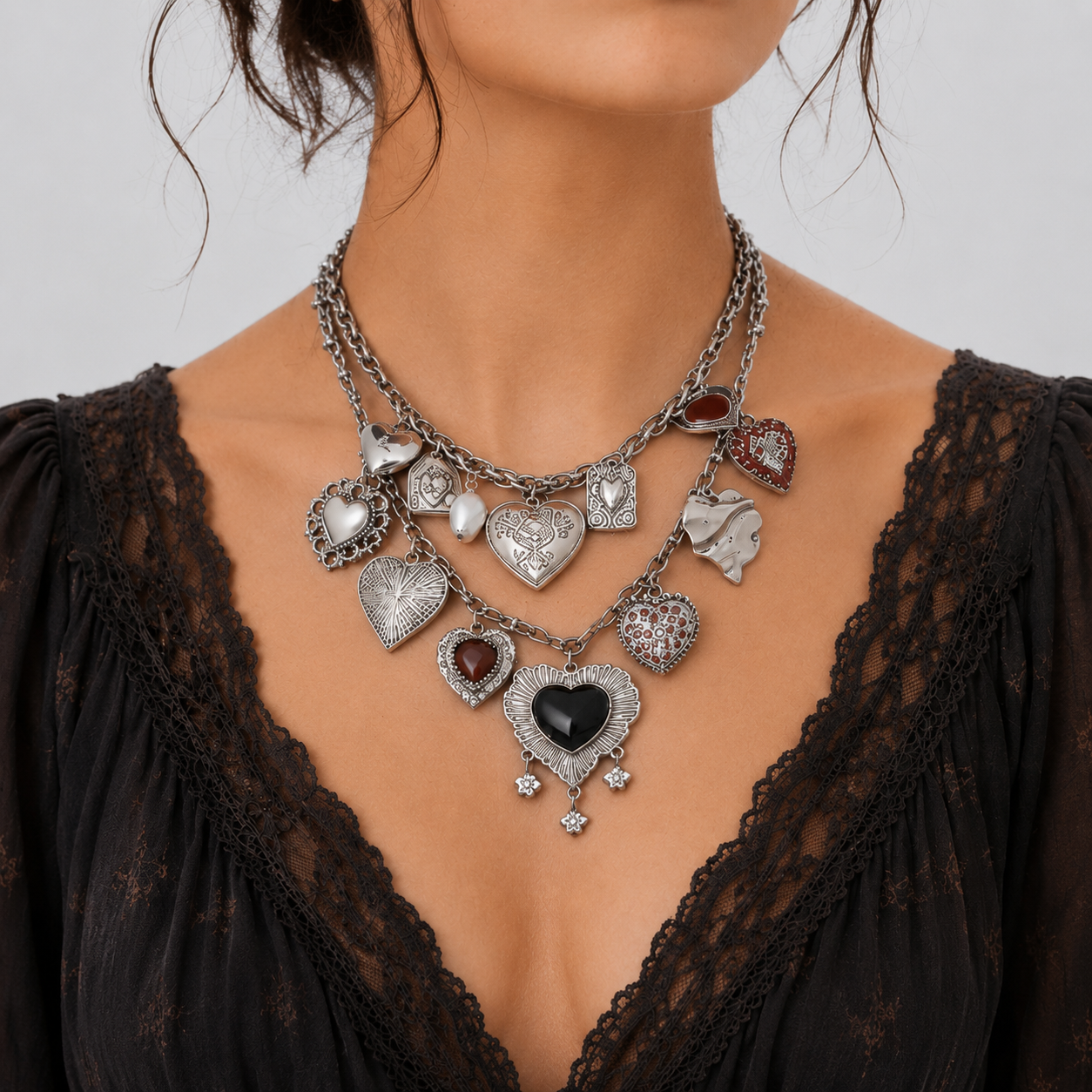 Vintage Heart Charm Necklace