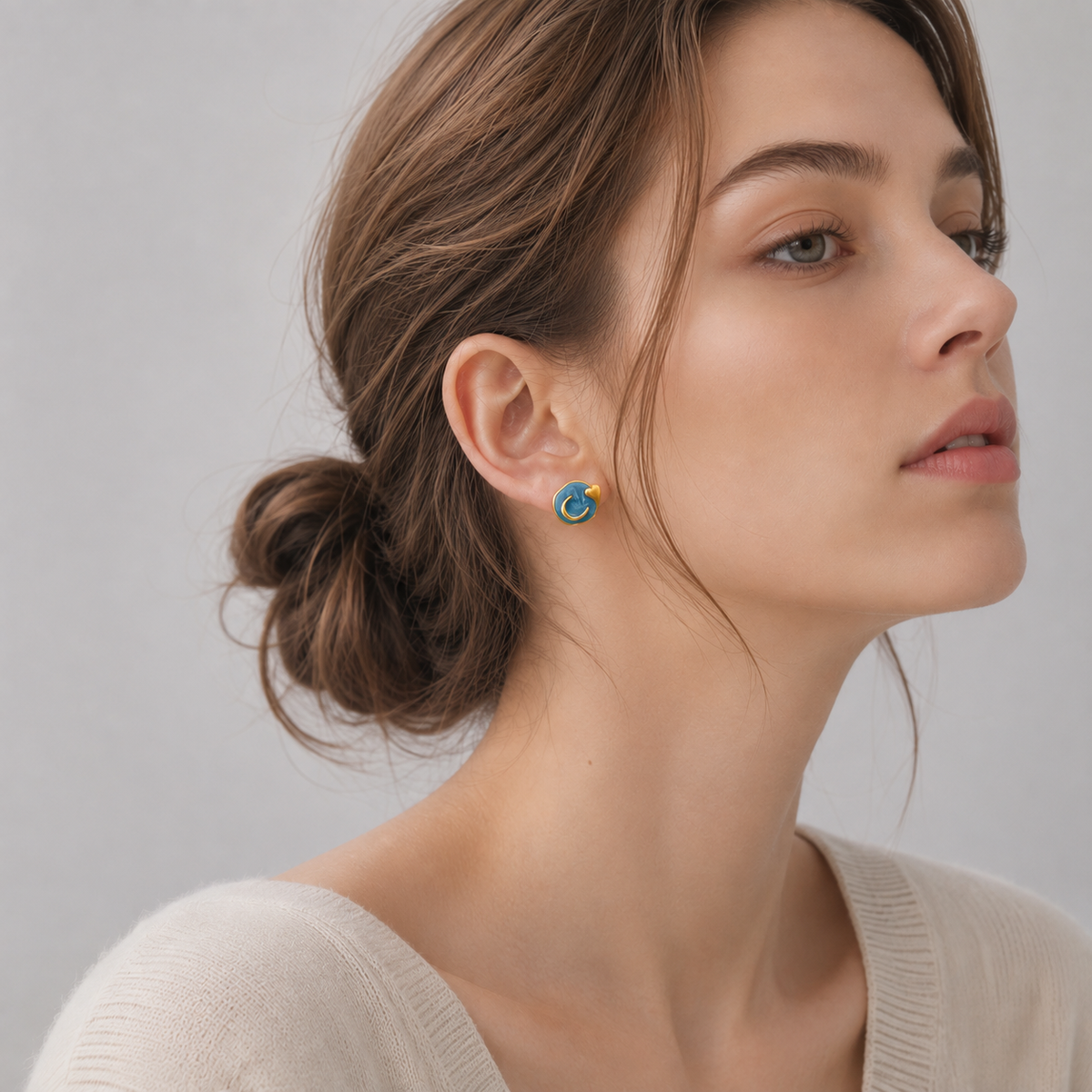 Radiant Moon Stud Earrings