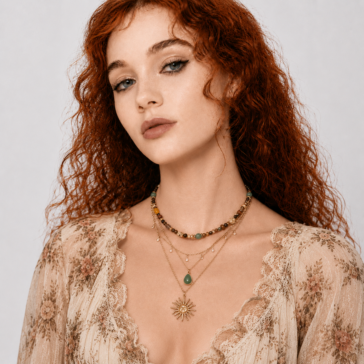 Bohemian Sun Pendant Necklace