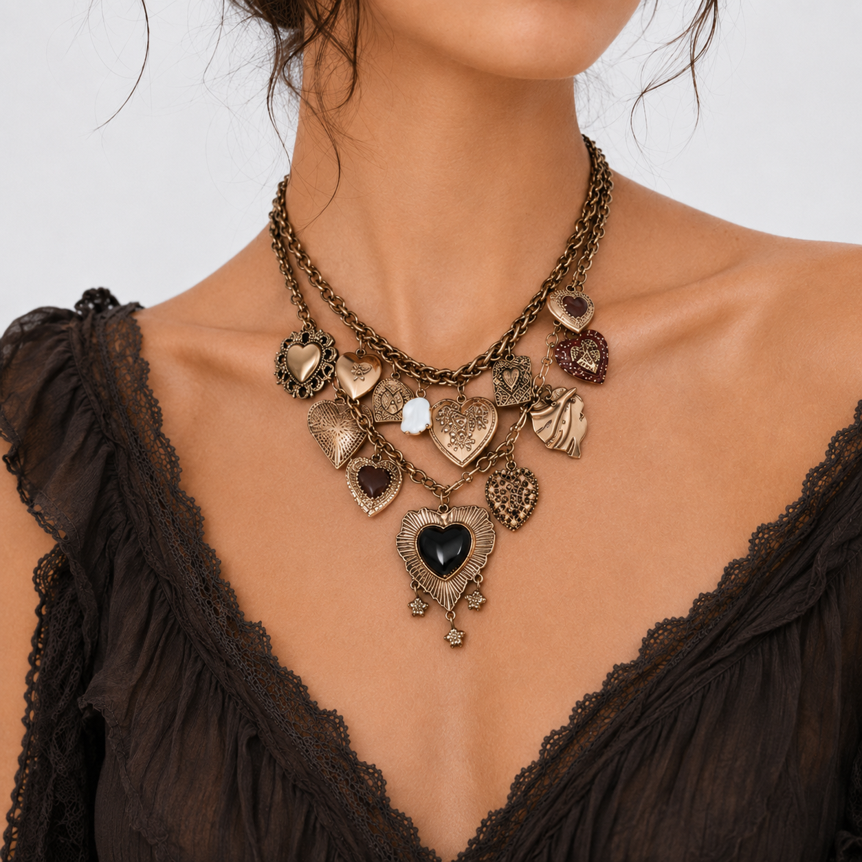 Vintage Heart Charm Necklace