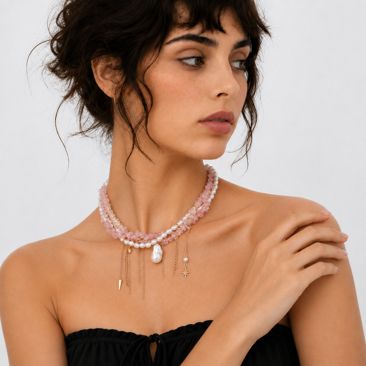 Poetic Fringe Charm Choker