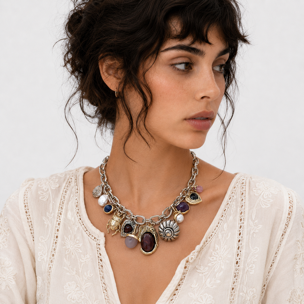 Vintage Gem Charm Necklace