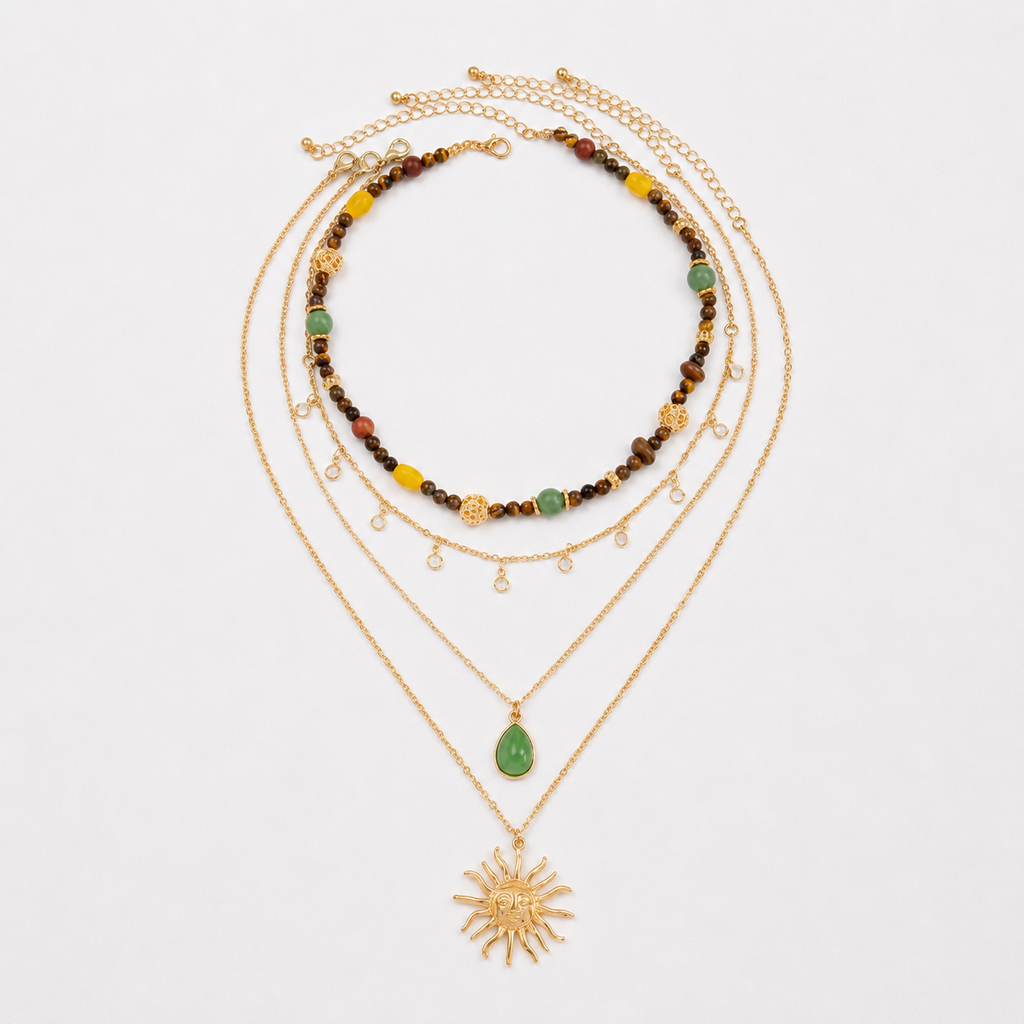Bohemian Sun Pendant Necklace