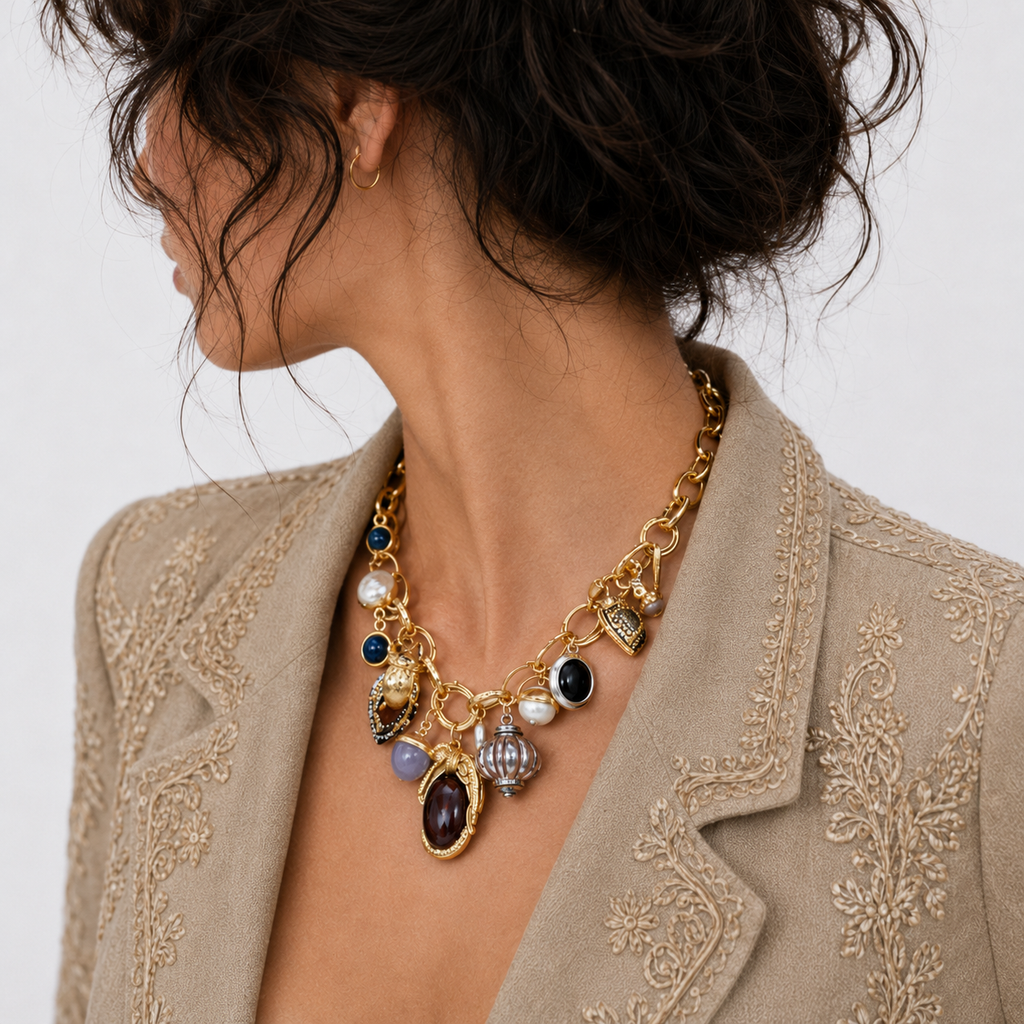 Vintage Gem Charm Necklace