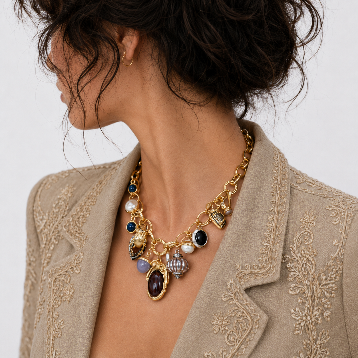 Vintage Gem Charm Necklace