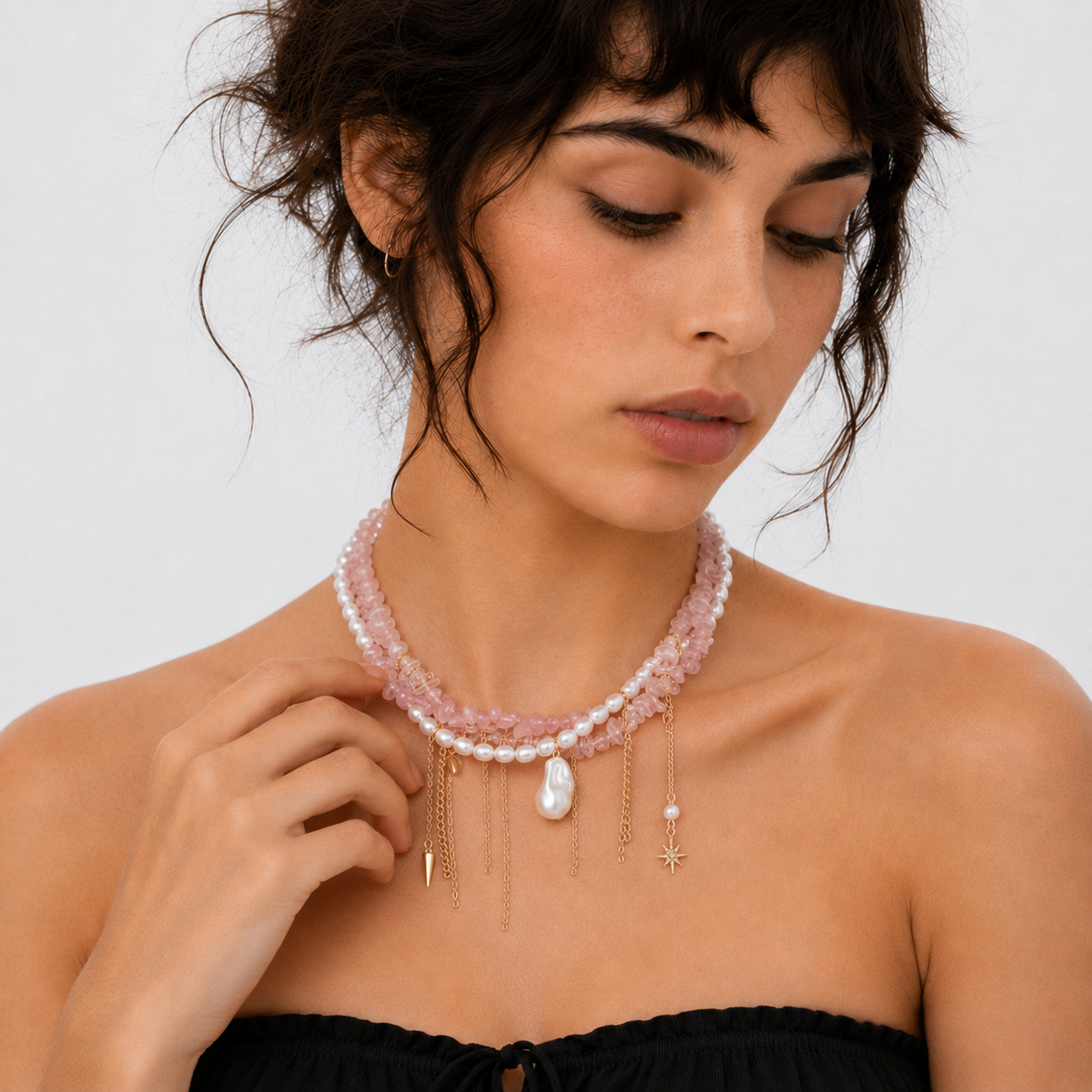 Poetic Fringe Charm Choker