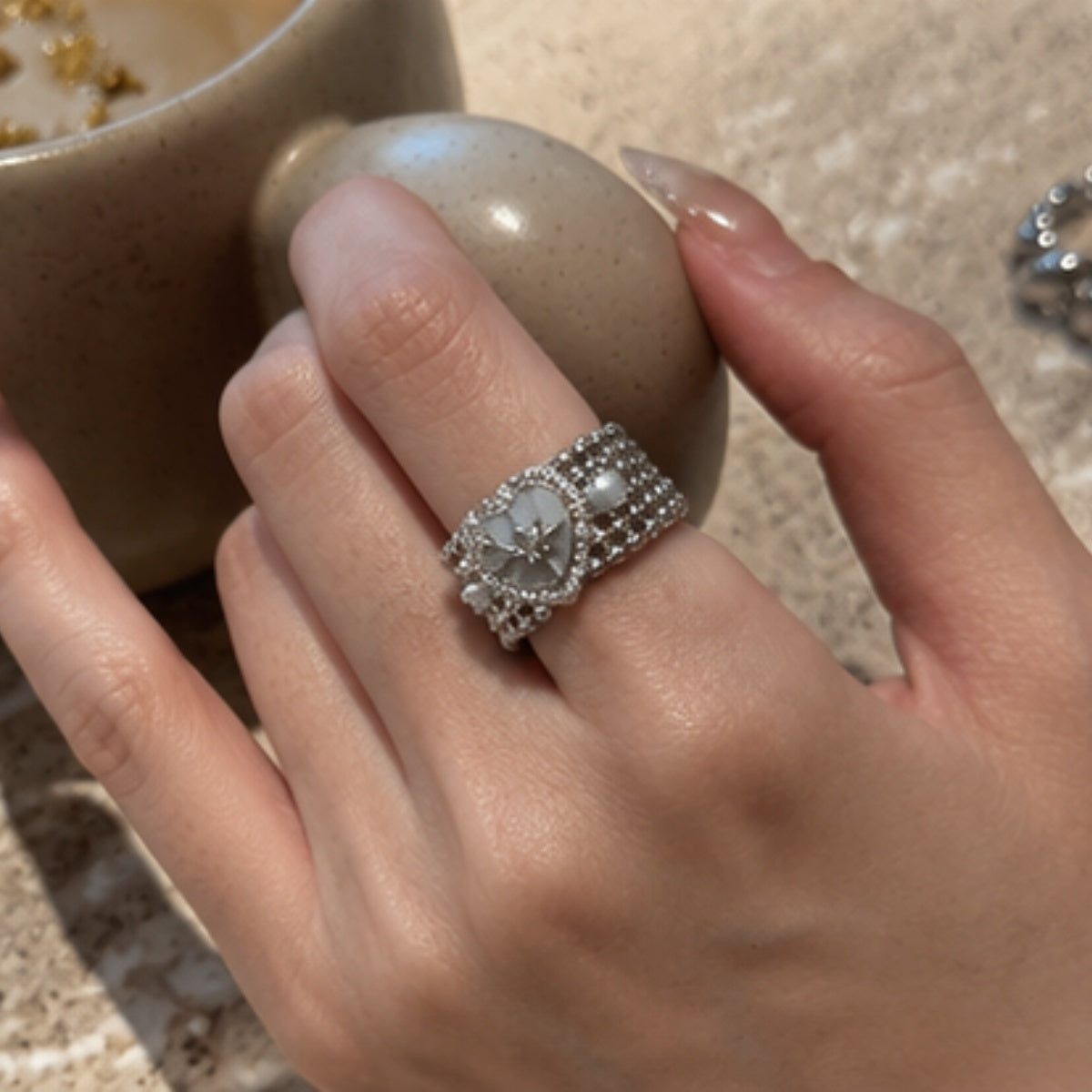 Vintage Treasure Pearl Heart Ring