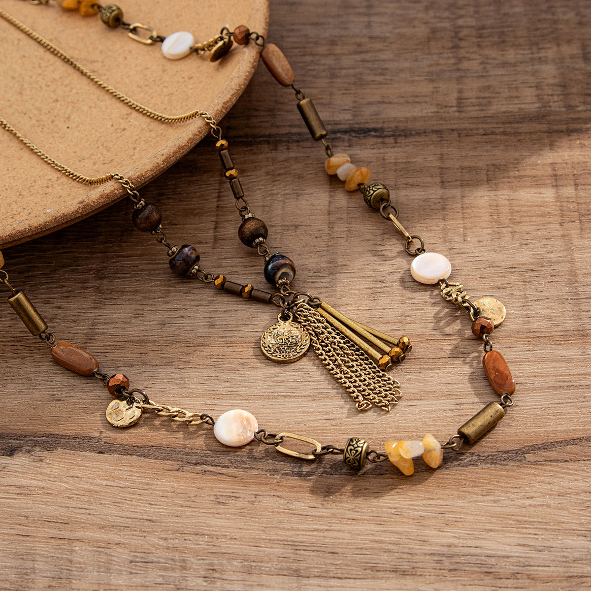 Polished Layered Strand Necklace