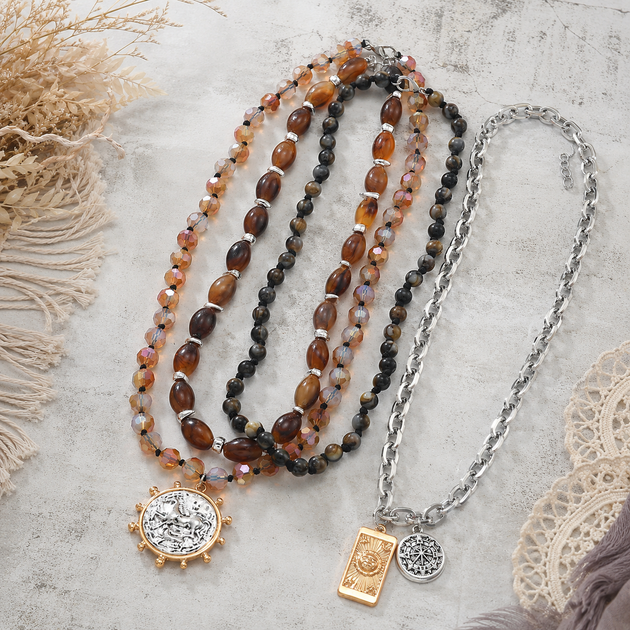 Bohemian Layered Beaded Necklace