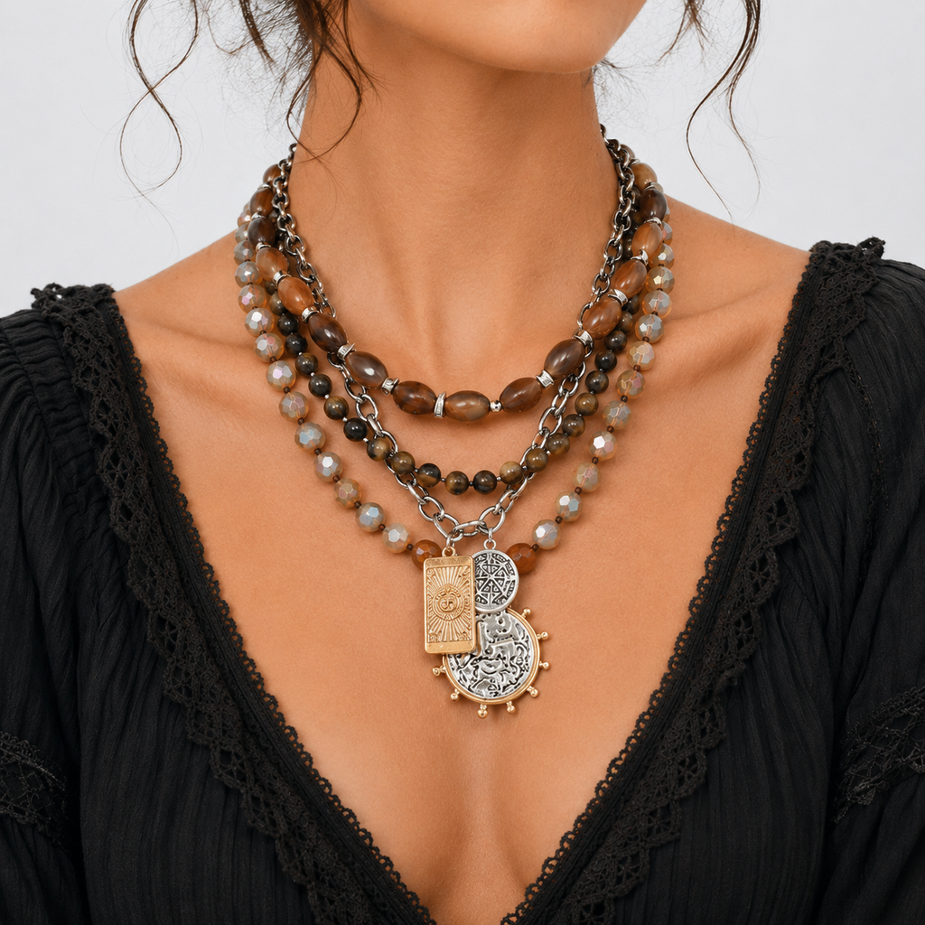 Bohemian Layered Beaded Necklace