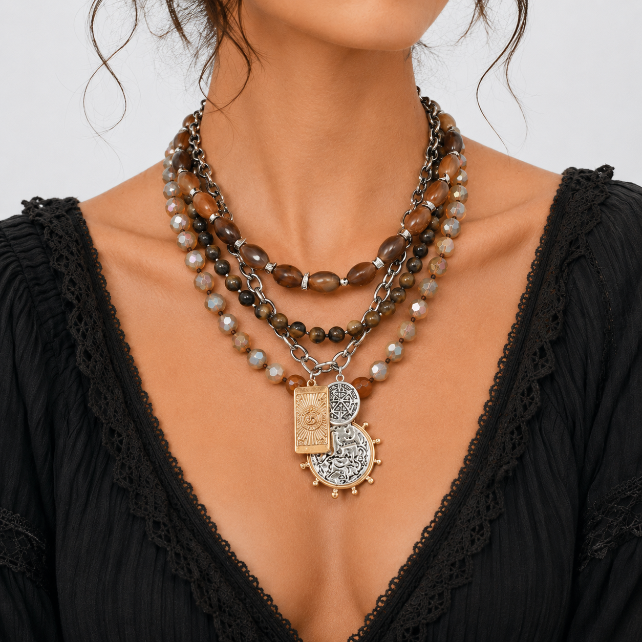 Bohemian Layered Beaded Necklace