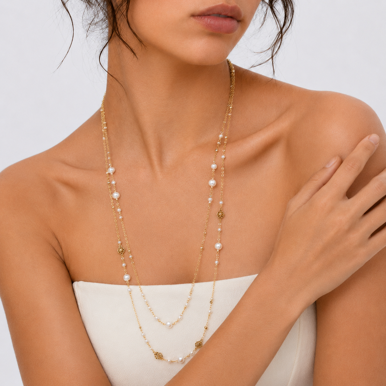 Polished Layered Strand Necklace