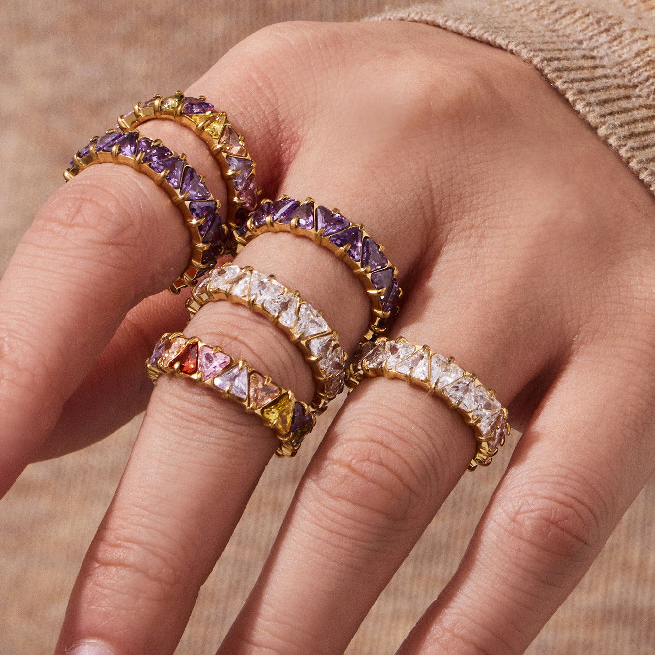 Whimsical Crystal Band Ring