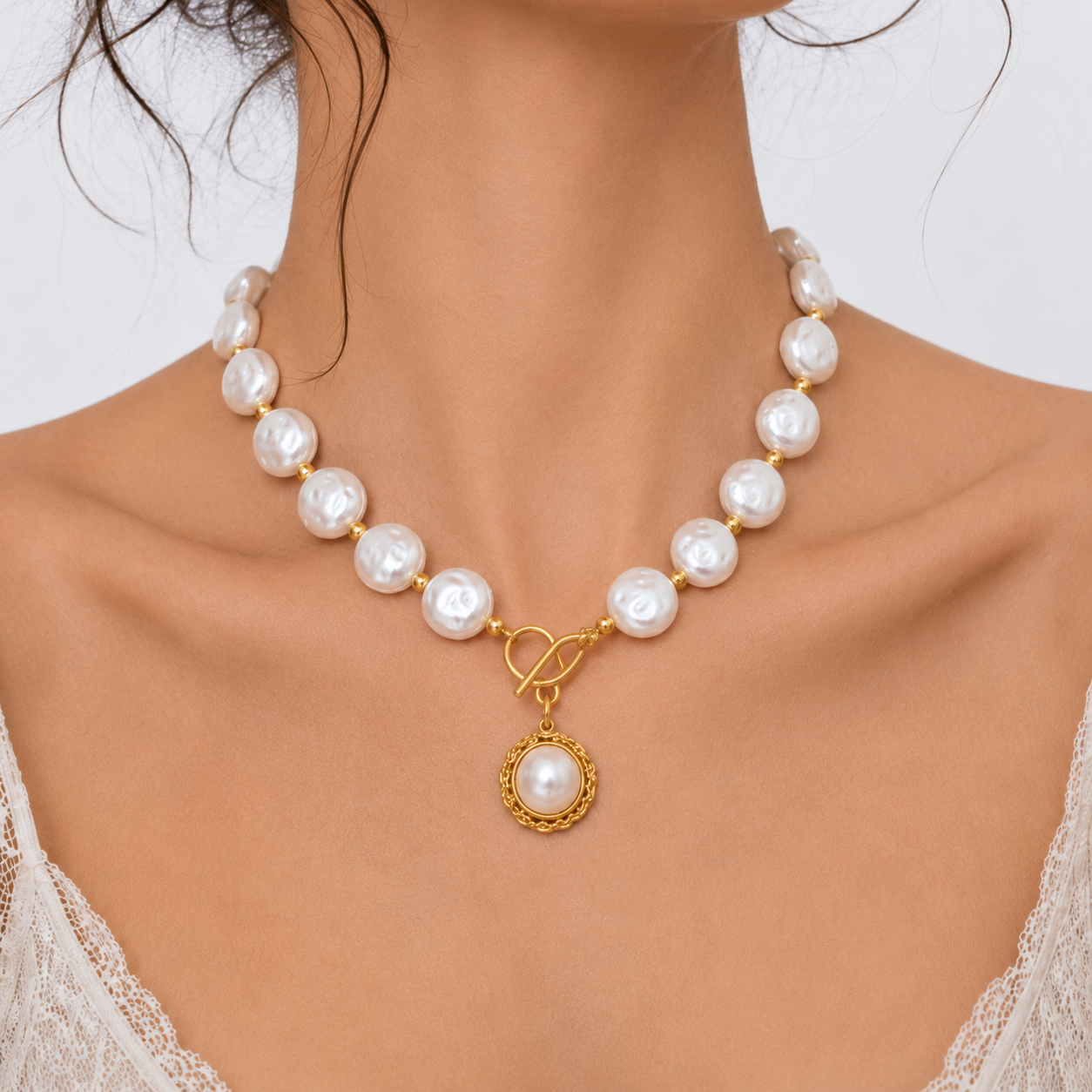 Vintage Beaded Drop Necklace