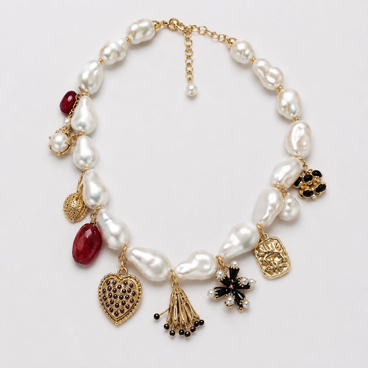 Vintage Pearl Charm Necklace