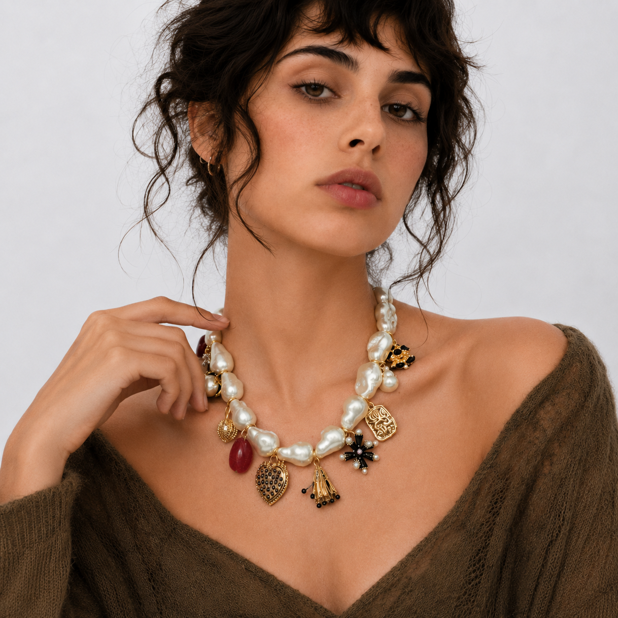 Vintage Pearl Charm Necklace