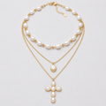 Baroque Cross Layered Necklace