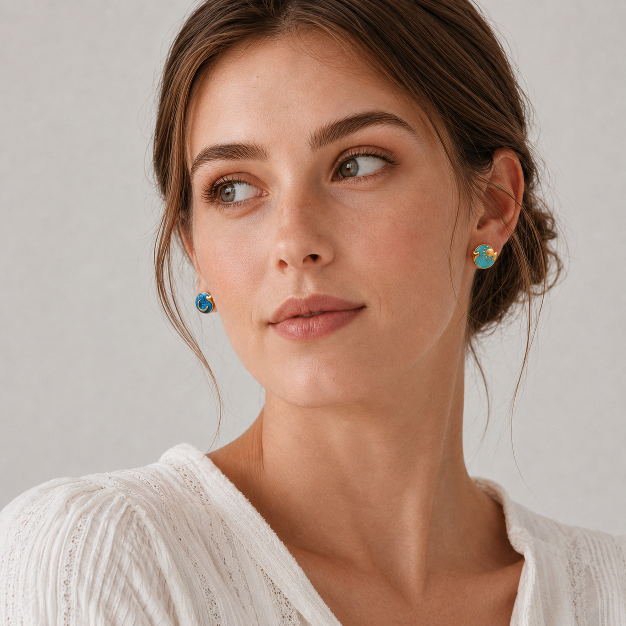 Radiant Moon Stud Earrings